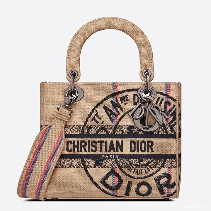 Cheap Bag Beige D-lite Motif Jute Lady Medium Canvas 0707 Luxury